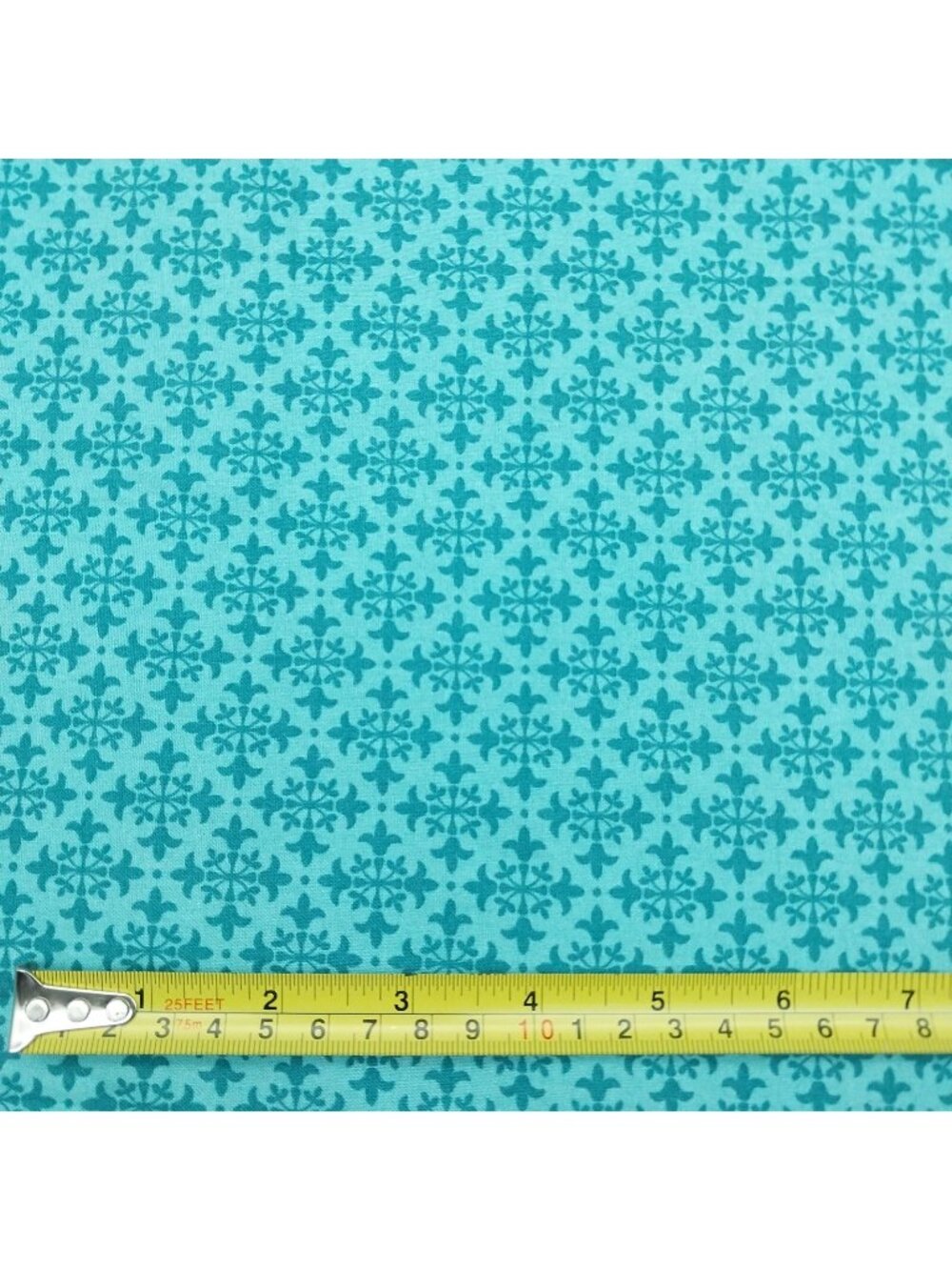 1 Yd Celia 2954 Teal Turquoise Fleur De Lis Jennifer Young Benartex Blue-Green